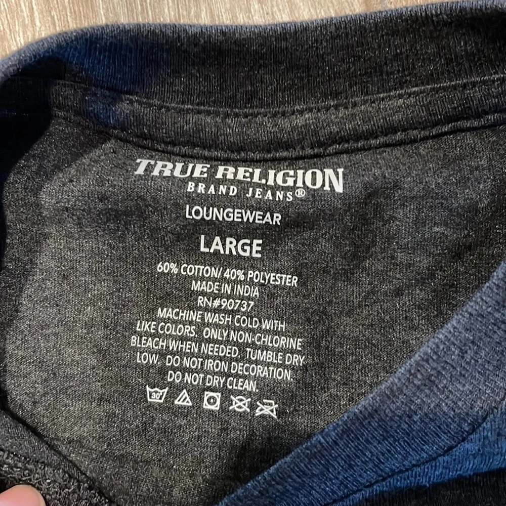True Religion Charcoal/White Loungewear Tee Tee LARGE